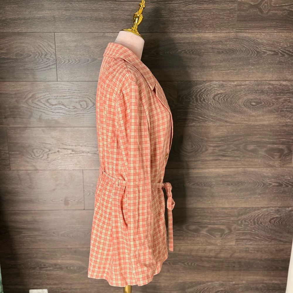 FREE PEOPLE Pink/Rose Olivia Gingham Lightweight Blazer/Trench, Medium. NWT - Picture 7 of 14